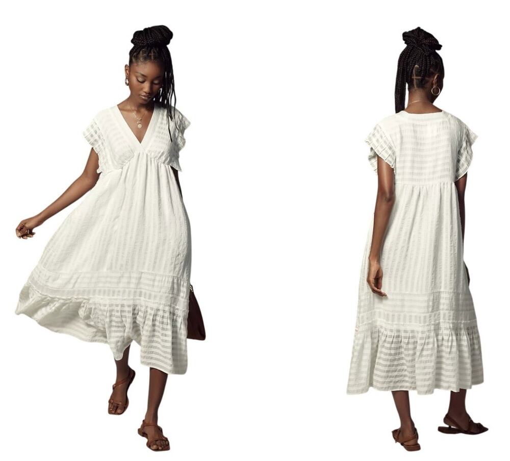 By Anthropologie V-Neck Ruffled Tiered Babydoll Dress Size XS
